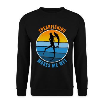 Retro-Speerfischen macht mich nass Humor Design - Unisex Pullover - Schwarz - Vorne - Alina (178cm) & Michal (187cm)