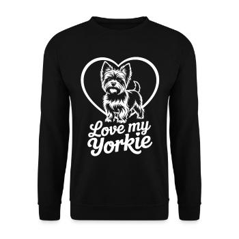 Yorkie Herzmotiv - Unisex Pullover - Schwarz - Vorne - Alina (178cm) & Michal (187cm)