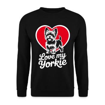 Yorkie Love Heart Design - Sweat-shirt Unisexe - noir - Devant - Alina (178cm) & Michal (187cm)