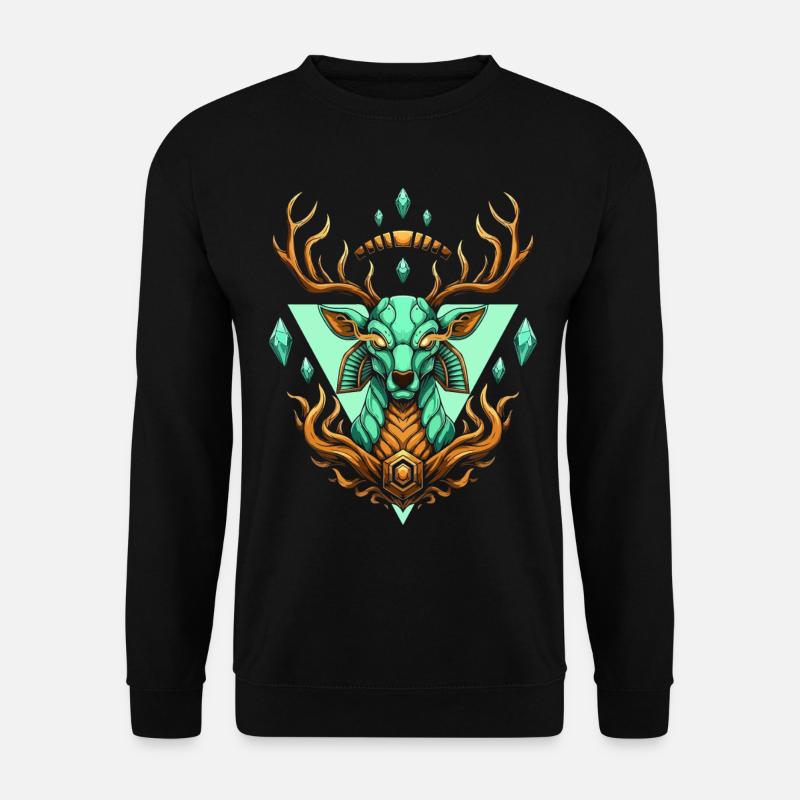 Türkis Elch Kristall Geometrie - Unisex Pullover - Schwarz