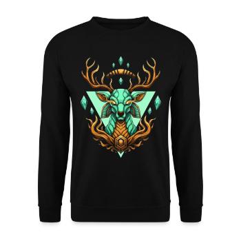 Cerf turquoise géométrique féerique - Sweat-shirt Unisexe - noir - Devant - Alina (178cm) & Michal (187cm)