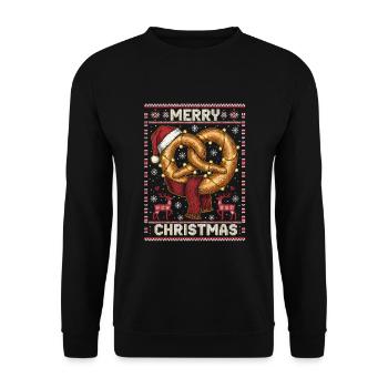 Bretzel Weihnachten - Unisex Pullover - Schwarz - Vorne - Alina (178cm) & Michal (187cm)