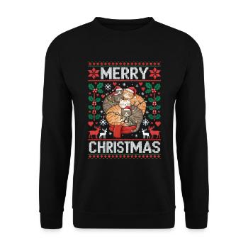 Cats, Coziness, Christmas, Sweet, Cute - Unisex Sweatshirt - black - Front - Alina (178cm) & Michal (187cm)