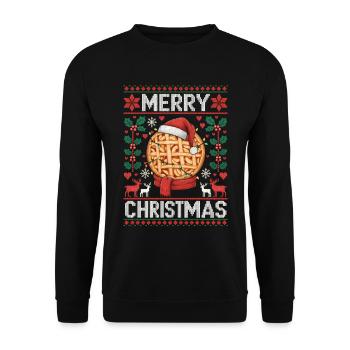 Apple Pie Christmas Funny Ugly Christmas - Unisex Sweatshirt - black - Front - Alina (178cm) & Michal (187cm)