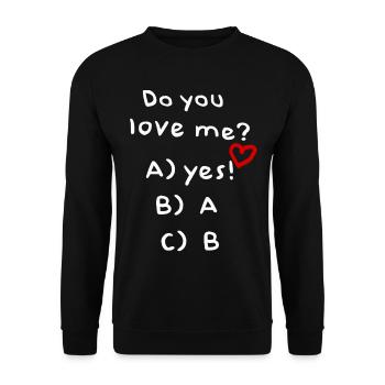 Est-ce que tu m’aimes - Quiz drôle pour petite amie petit ami - Sweat-shirt Unisexe - noir - Devant - Alina (178cm) & Michal (187cm)