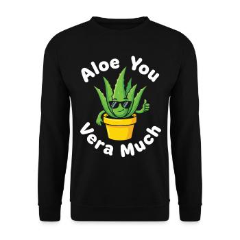 Aloe You Vera Much Succulent Cactus Pun - Unisex Sweatshirt - black - Front - Alina (178cm) & Michal (187cm)