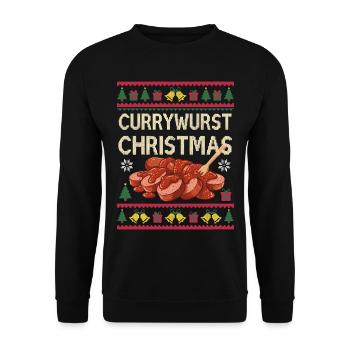 Merry Currymas Currywurst Christmas Xmas Sausage - Unisex Sweatshirt - black - Front - Alina (178cm) & Michal (187cm)