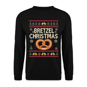 Cadeau drôle de boulanger de Noël Bretzel - Sweat-shirt Unisexe - noir - Devant - Alina (178cm) & Michal (187cm)