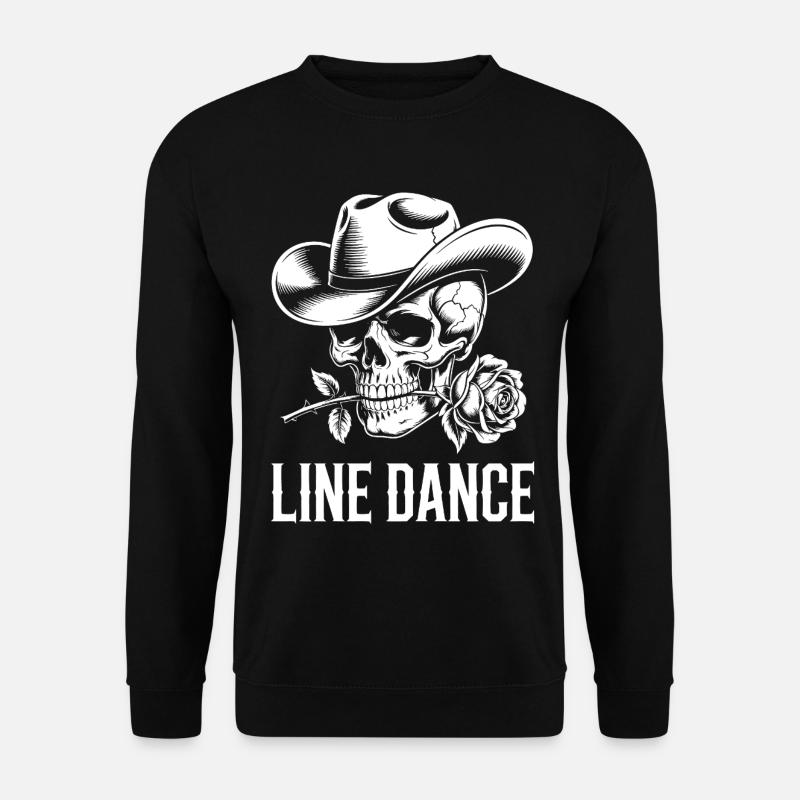 Line Dance Schädel mit Rose - Unisex Pullover - Schwarz