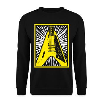E-Gitarren-Silhouette - Unisex Pullover - Schwarz - Vorne - Alina (178cm) & Michal (187cm)