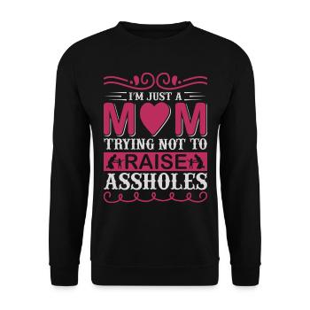 Je suis juste une maman qui essaie de ne pas élever des connards - Sweat-shirt Unisexe - noir - Devant - Alina (178cm) & Michal (187cm)
