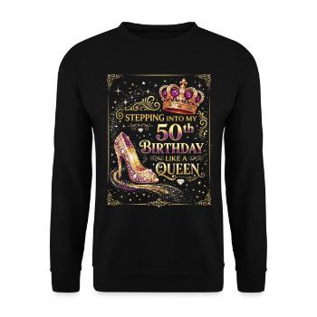 Entrer dans mes 50 ans et 50 ans - Sweat-shirt Unisexe - noir - Devant - Alina (178cm) & Michal (187cm)