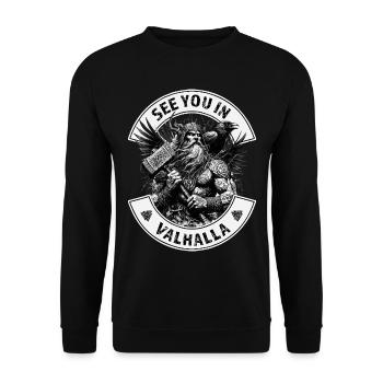 See you in Valhalla - Unisex Sweatshirt - black - Front - Alina (178cm) & Michal (187cm)
