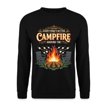 Lagerfeuer, Marshmallow, alles besser, Camping - Unisex Pullover - Schwarz - Vorne - Alina (178cm) & Michal (187cm)