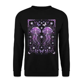 Graphique esthétique de méduse Y2K - Sweat-shirt Unisexe - noir - Devant - Alina (178cm) & Michal (187cm)