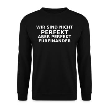 Perfekt füreinander Typo - Unisex Pullover - Schwarz - Vorne - Alina (178cm) & Michal (187cm)