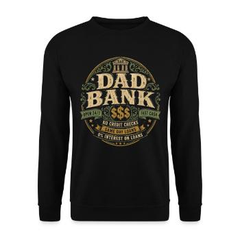 Dad Bank Retro Humor | Father's Day Gift - Unisex Sweatshirt - black - Front - Alina (178cm) & Michal (187cm)