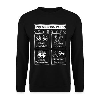 Prévisions 2027 future maman, futur papa, maman  - Sweat-shirt Unisexe - noir - Devant - Alina (178cm) & Michal (187cm)