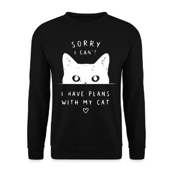 Désolé, j’ai des plans avec mon chat - Sweat-shirt Unisexe - noir - Devant - Alina (178cm) & Michal (187cm)