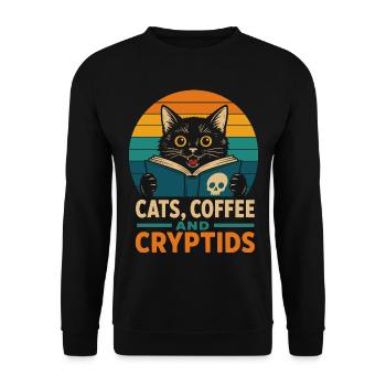 Cats Coffee and Cryptids - Unisex Pullover - Schwarz - Vorne - Alina (178cm) & Michal (187cm)