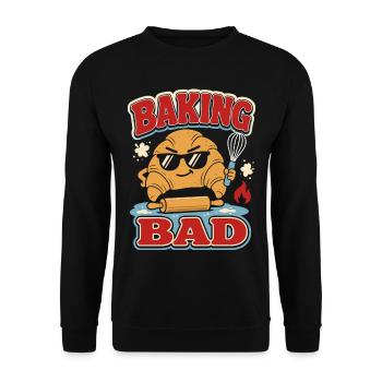 Baking Bad Croissant - Unisex Pullover - Schwarz - Vorne - Alina (178cm) & Michal (187cm)