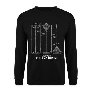Leiter vom Rechenzentrum Gartenoutfit Gartenarbeit - Unisex Pullover - Schwarz - Vorne - Alina (178cm) & Michal (187cm)