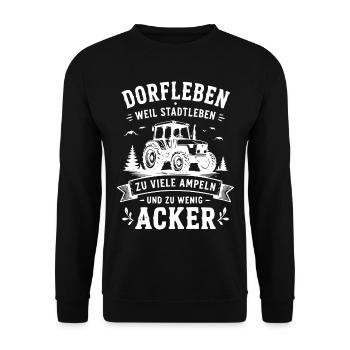 Dorfleben Traktor: Zu viele Ampeln - Unisex Pullover - Schwarz - Vorne - Alina (178cm) & Michal (187cm)
