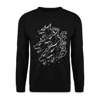 Dämonen Wolfsrudel Donner Monster - Unisex Pullover - Schwarz - Vorne - Alina (178cm) & Michal (187cm)