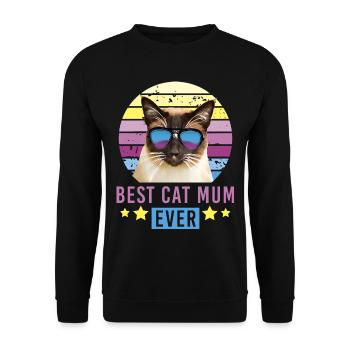 Best Cat Mum Ever Siam Katze Mama Mutter Katzenlie - Unisex Pullover - Schwarz - Vorne - Alina (178cm) & Michal (187cm)