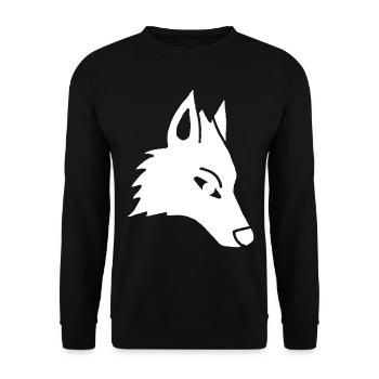 Wolf's Head Manga (weiß) - Unisex Pullover - Schwarz - Vorne - Alina (178cm) & Michal (187cm)