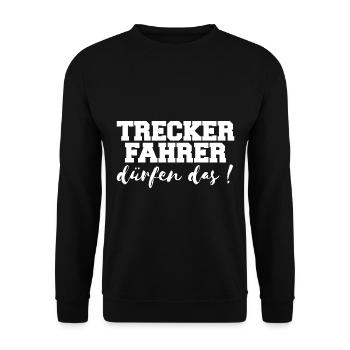 Treckerfahrer Dürfen Das! Trecker Trekker Landwirt - Unisex Pullover - Schwarz - Vorne - Alina (178cm) & Michal (187cm)
