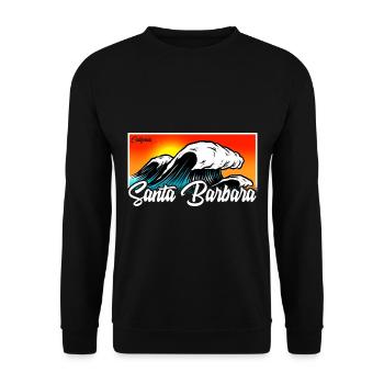 Santa Barbara California Sonnenuntergang Retro - Unisex Pullover - Schwarz - Vorne - Alina (178cm) & Michal (187cm)