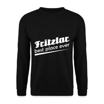 Fritzlar - Stadt best place ever - Unisex Pullover - Schwarz - Vorne - Alina (178cm) & Michal (187cm)
