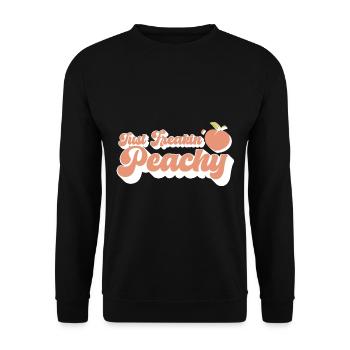 juste pêche - peach fruit dicton - Sweat-shirt Unisexe - noir - Devant - Alina (178cm) & Michal (187cm)