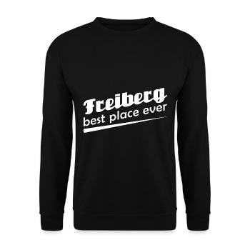 Freiberg - Stadt best place ever - Unisex Pullover - Schwarz - Vorne - Alina (178cm) & Michal (187cm)