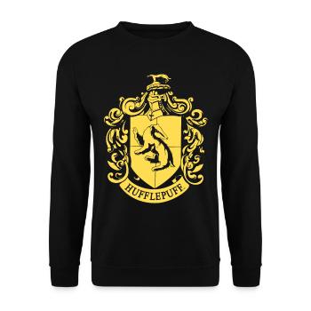 Harry Potter Hufflepuff Wappen - Unisex Pullover - Schwarz - Vorne - Alina (178cm) & Michal (187cm)