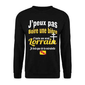 J'suis un vrai lorrain, je bois de la mirabelle - Sweat-shirt Unisexe - noir - Devant - Alina (178cm) & Michal (187cm)