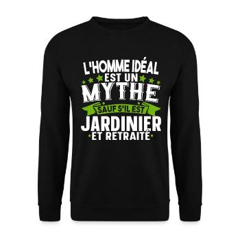 Retraité Jardinier Papy Retraite Humour Cadeau - Sweat-shirt Unisexe - noir - Devant - Alina (178cm) & Michal (187cm)