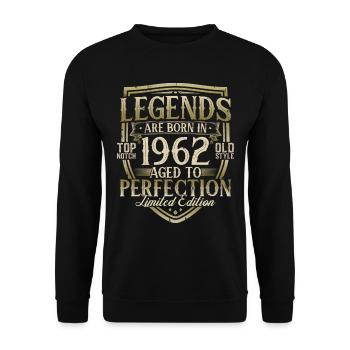 1962 Vintage Born Legends Cadeau d’anniversaire - Sweat-shirt Unisexe - noir - Devant - Alina (178cm) & Michal (187cm)
