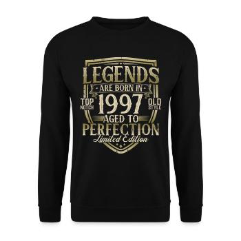 1997 Born Legends Birthday Gift - Unisex Sweatshirt - black - Front - Alina (178cm) & Michal (187cm)