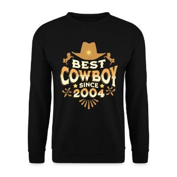 Cowboy Né En 2004 Anniversaire Homme 18 Ans - Sweat-shirt Unisexe - noir - Devant - Alina (178cm) & Michal (187cm)
