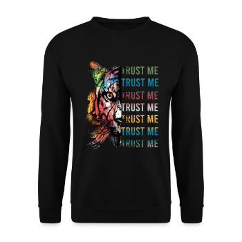Tiger Aquarellmalerei Vertrau mir Design Shirt - Unisex Pullover - Schwarz - Vorne - Alina (178cm) & Michal (187cm)