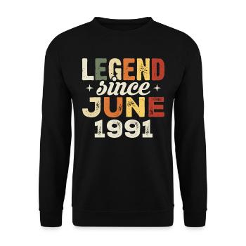 Juni 1991 Geburtstagsgeschenk Juni 1991 Juni 1991 - Unisex Pullover - Schwarz - Vorne - Alina (178cm) & Michal (187cm)