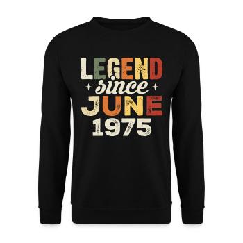 June 1975 Birthday present June 1975 June 1975 - Unisex Sweatshirt - black - Front - Alina (178cm) & Michal (187cm)