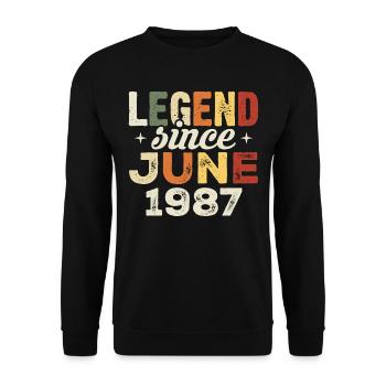 Juni 1987 Geburtstagsgeschenk Juni 1987 Juni 1987 - Unisex Pullover - Schwarz - Vorne - Alina (178cm) & Michal (187cm)
