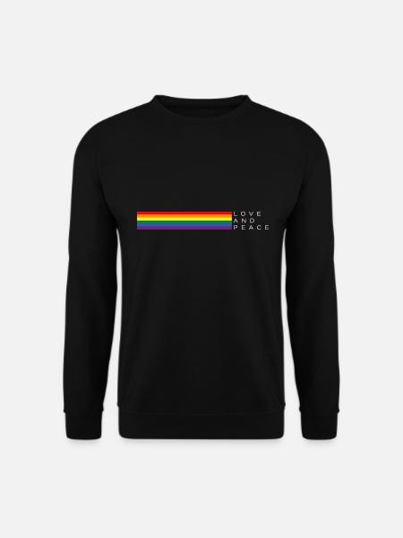 Love and Peace Regenbogen Flagge Motiv - Unisex Pullover - Schwarz