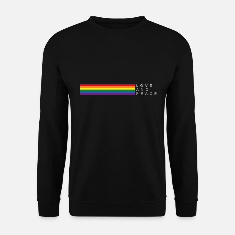 Love and Peace Regenbogen Flagge Motiv - Unisex Pullover - Schwarz