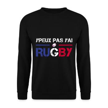 J'Peux Pas J'ai Rugby Joueur Maillot France Rugby - Unisex Pullover - Schwarz - Vorne - Alina (178cm) & Michal (187cm)