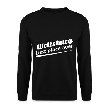 Wolfsburg - Stadt best place ever - Unisex Pullover - Schwarz - Vorne - Alina (178cm) & Michal (187cm)
