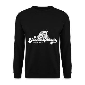 Treckerfahrer Dürfen Das! Trecker Trekker Landwirt - Unisex Pullover - Schwarz - Vorne - Alina (178cm) & Michal (187cm)